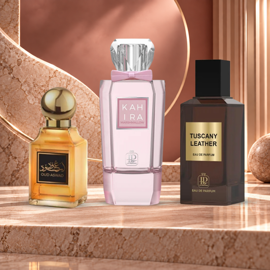 Leather & Sweet Trio Box: Tuscany Leather, Kahira Marshmallow & Attar