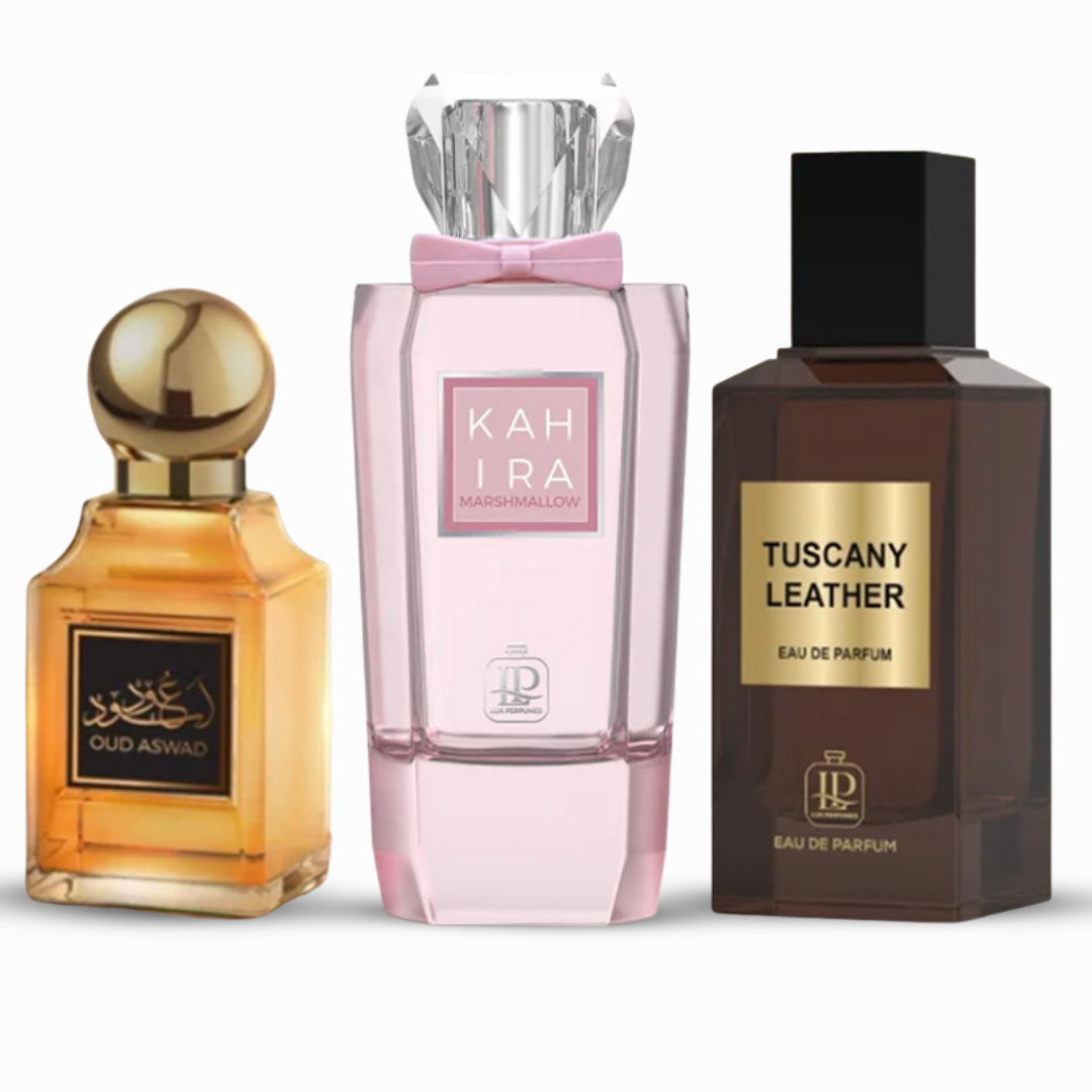 Leather & Sweet Trio Box: Tuscany Leather, Kahira Marshmallow & Attar